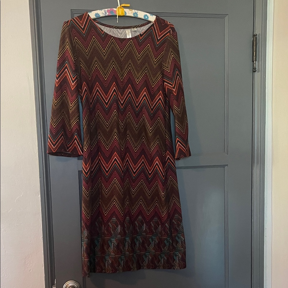 Tacera Multicolor Chevron Long Sleeve Dress
